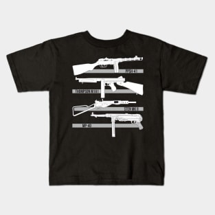 Submachine guns of the Second World War ( white version ) Kids T-Shirt